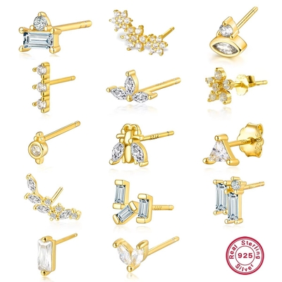925 Sterling Perak Grosir Perhiasan Minimalis Kecil 925 Sterling Perak Zircon Stud Earrings Earrings Plated Earrings Untuk Wanita