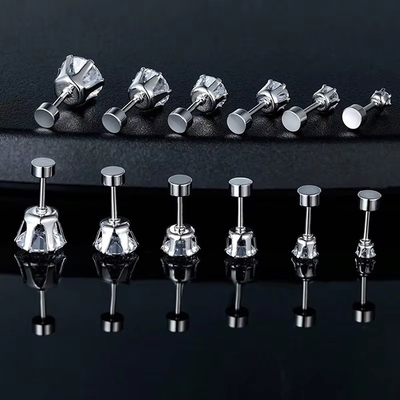 Fashion Titanium Steel Fine Needle Earrings Stainless Steel Round 18k Earrings Zircon Plated Earrings