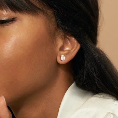 Minimalist Plated Gold 925 Silver Diamond Stud Earring 925 Shiny Silver Heart Stud Earrings