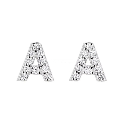 925 Sterling Silver Letter Earring Studs ABC Perhiasan Stud Earrings Dengan Rhodium Plated Untuk Wanita