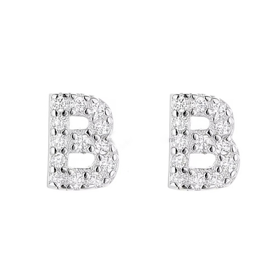 925 Sterling Silver Letter Earring Studs ABC Perhiasan Stud Earrings Dengan Rhodium Plated Untuk Wanita