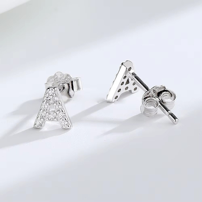 925 Sterling Silver Letter Earring Studs ABC Perhiasan Stud Earrings Dengan Rhodium Plated Untuk Wanita