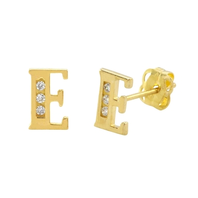 Fashion Studs Sterling Perak Awal Earrings Sesuai Perhiasan 18K Gold Plated Fashion Letter Earring