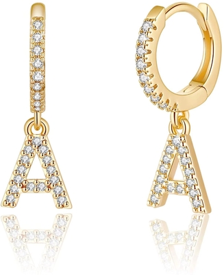 Fashion Studs Sterling Perak Awal Earrings Sesuai Perhiasan 18K Gold Plated Fashion Letter Earring