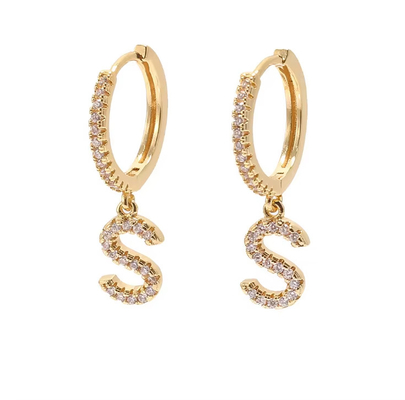 Fashion Studs Sterling Perak Awal Earrings Sesuai Perhiasan 18K Gold Plated Fashion Letter Earring