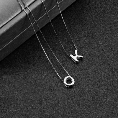 Fashion Minimalist Perhiasan 925 Sterling Perak Simple Kalung 26 Alfabet Huruf Kalung Untuk Wanita