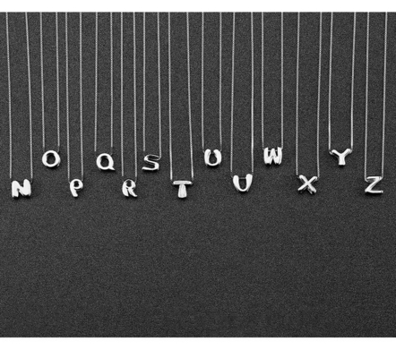 Fashion Minimalist Perhiasan 925 Sterling Perak Simple Kalung 26 Alfabet Huruf Kalung Untuk Wanita