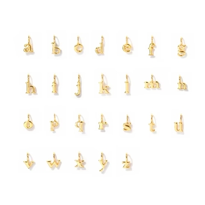 18k emas dilapisi 925 Sterling Perak Metal 26 huruf awal Alfabet Charm kalung