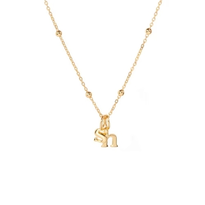 18k emas dilapisi 925 Sterling Perak Metal 26 huruf awal Alfabet Charm kalung
