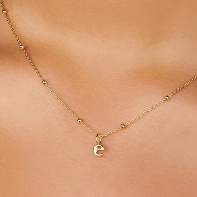 18k emas dilapisi 925 Sterling Perak Metal 26 huruf awal Alfabet Charm kalung