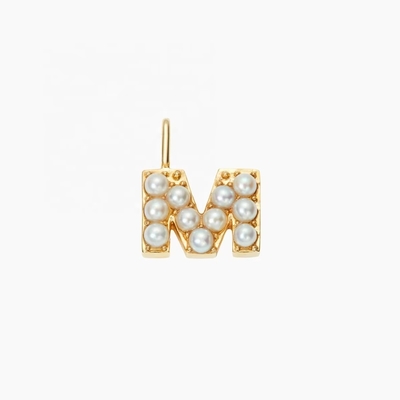925 Sterling Silver Alphabet Earrings Studs Trendy Perhiasan Mutiara Emas Alphabet Initial Letter Charm Pendant