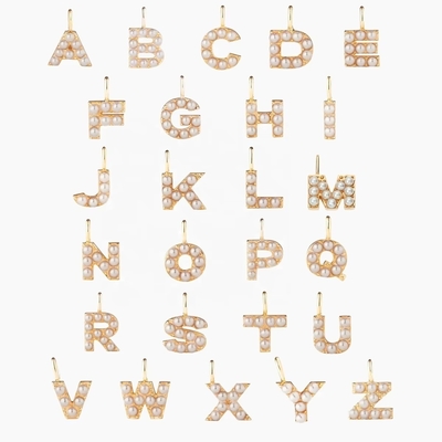 925 Sterling Silver Alphabet Earrings Studs Trendy Perhiasan Mutiara Emas Alphabet Initial Letter Charm Pendant