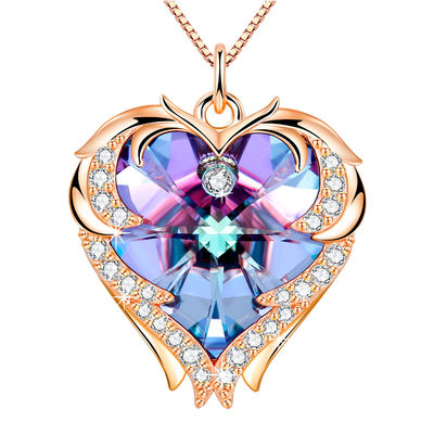 8.2g 1.5ft Crystal Heart Necklace Sedikit Miring Liontin Bentuk Hati