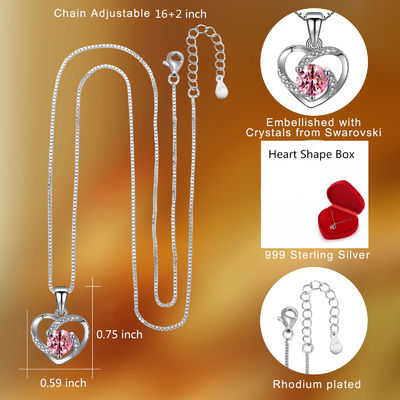 5A CZ Sterling Silver Kalung Liontin Hati