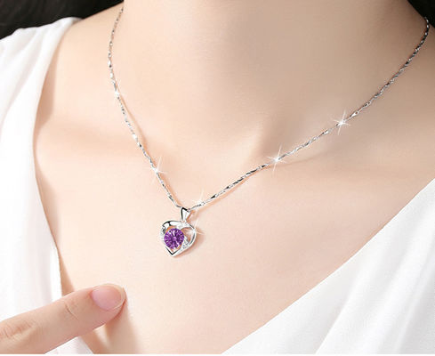 5A CZ Sterling Silver Kalung Liontin Hati