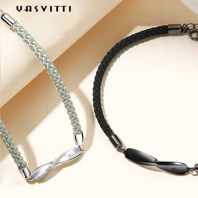 8.7in 7g Sterling Silver Jewelry Gelang 3A CZ Black String Gelang