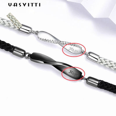 8.7in 7g Sterling Silver Jewelry Gelang 3A CZ Black String Gelang