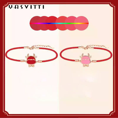 19.5 cm 2.9 Gram Sterling Silver Perhiasan Gelang Jantung CZ Gelang Benang Merah ODM