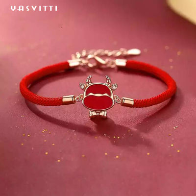 19.5 cm 2.9 Gram Sterling Silver Perhiasan Gelang Jantung CZ Gelang Benang Merah ODM