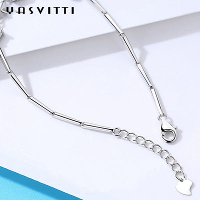 7.7in 0.15oz Sterling Silver Jewelry Bracelet SGS Trendi Four Leaf Clover Bracelet