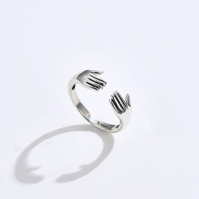 Cincin Jari Untuk Wanita 925 Sterling Silver Cincin Bentuk Tangan Ganda