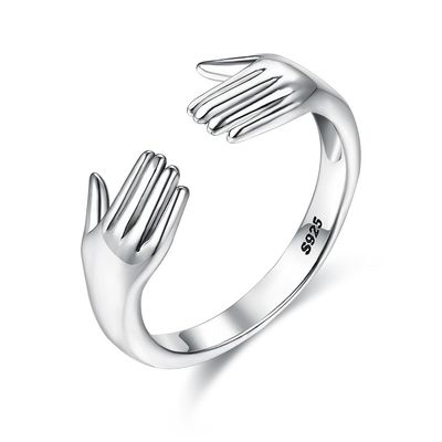 Cincin Jari Untuk Wanita 925 Sterling Silver Cincin Bentuk Tangan Ganda