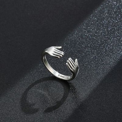 Cincin Jari Untuk Wanita 925 Sterling Silver Cincin Bentuk Tangan Ganda