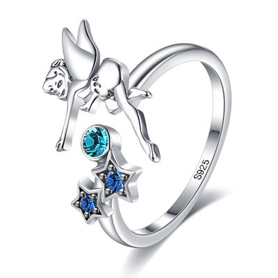 0.08oz 21.1mm Sterling Silver Angel Ring Nicke Cincin Perak Terbuka Gratis SGS