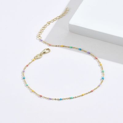 21.2 cm 0.8 Gram Sterling Silver Rainbow Gelang Unisex Cubic Zirconia Gelang S925