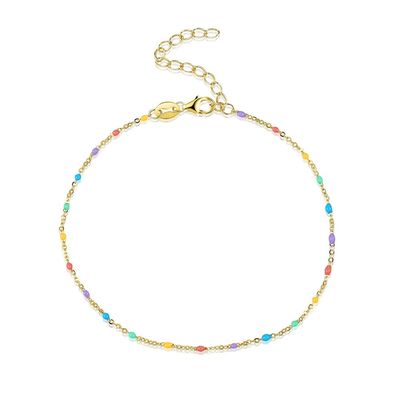 21.2 cm 0.8 Gram Sterling Silver Rainbow Gelang Unisex Cubic Zirconia Gelang S925