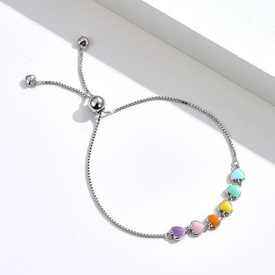 0.14oz 8.3in Sterling Silver Slider Gelang 5A CZ Silver Ball Slider Gelang
