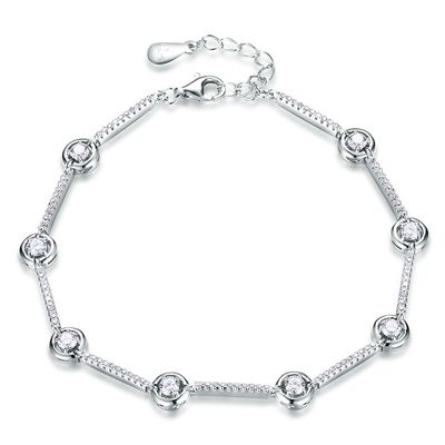 8.07in 5.4g Sterling Silver Jewelry Bracelet S925 5A Adjustable Bangle Bracelet