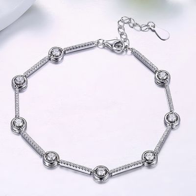 8.07in 5.4g Sterling Silver Jewelry Bracelet S925 5A Adjustable Bangle Bracelet