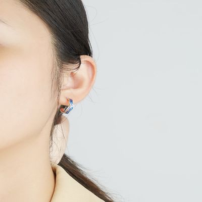 0.07oz 1.4x1.2cm Sterling Silver Jewelry Earrings Biru Trendy Moon Star Earring