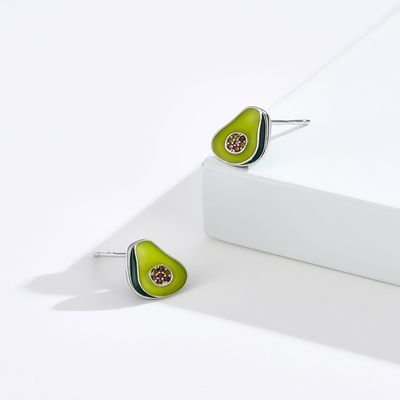 1.1x0.9 cm 2.29g Sterling Silver Jewelry Earrings Unisex Alpukat Anting Studs