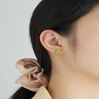 1.1x0.9 cm 2.29g Sterling Silver Jewelry Earrings Unisex Alpukat Anting Studs