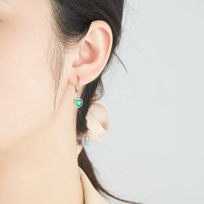 2.1x0.7cm 2.3g Sterling Silver Anting Berbentuk Hati Crystal Snake Hoop Earring OEM