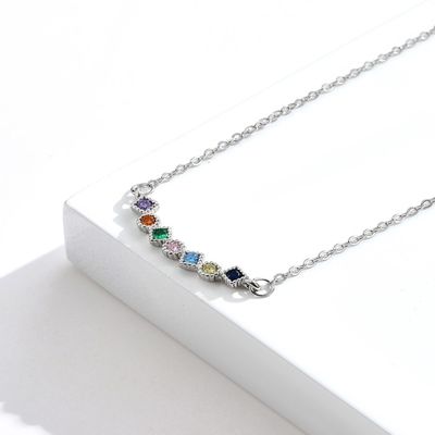 45.5cm 0.07oz Sterling Silver Kalung Rantai 5A Cubic Zirconia Mens Kalung