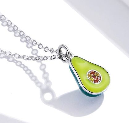 1.1x0.8 cm 5A 17.7 ''Pear Berbentuk Liontin Sterling Perhiasan Perak Kalung 2.9g