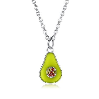 1.1x0.8 cm 5A 17.7 ''Pear Berbentuk Liontin Sterling Perhiasan Perak Kalung 2.9g