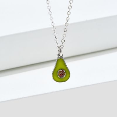 1.1x0.8 cm 5A 17.7 ''Pear Berbentuk Liontin Sterling Perhiasan Perak Kalung 2.9g