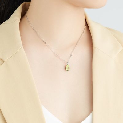 1.1x0.8 cm 5A 17.7 ''Pear Berbentuk Liontin Sterling Perhiasan Perak Kalung 2.9g