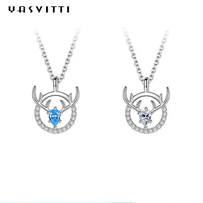 15.7in 8g Sterling Silver Jewelry Kalung Pecinta Tanduk Rusa Liontin ODM