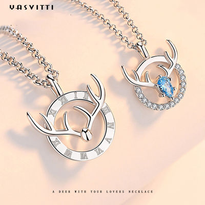 15.7in 8g Sterling Silver Jewelry Kalung Pecinta Tanduk Rusa Liontin ODM