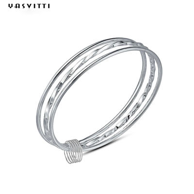 Lingkaran 5.8cm 23g Gelang Kristal Perak Rhodium Boho Crystal Bangle Gelang SGS