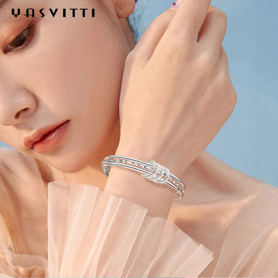 Lingkaran 5.8cm 23g Gelang Kristal Perak Rhodium Boho Crystal Bangle Gelang SGS