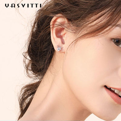 Hadiah Perhiasan Natal Fashion Kecil Rusa Anting-Anting Kepribadian Biru Putih Berlian Imitasi Mewah Wanita Anting-Anting Perhiasan