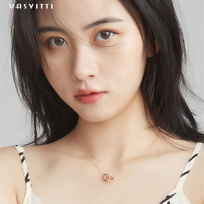 6.7X8.2mm 2.08g Kalung Rantai Perak 18k Plat Double Loop Necklace