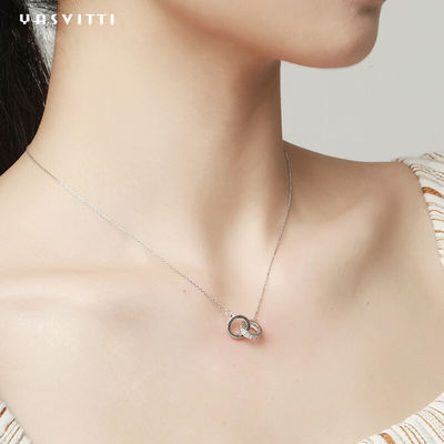 6.7X8.2mm 2.08g Kalung Rantai Perak 18k Plat Double Loop Necklace