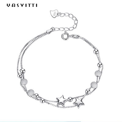 0.99m 0.14oz Sterling Silver Perhiasan Gelang cZ Four Leaf Rose Gold Gelang